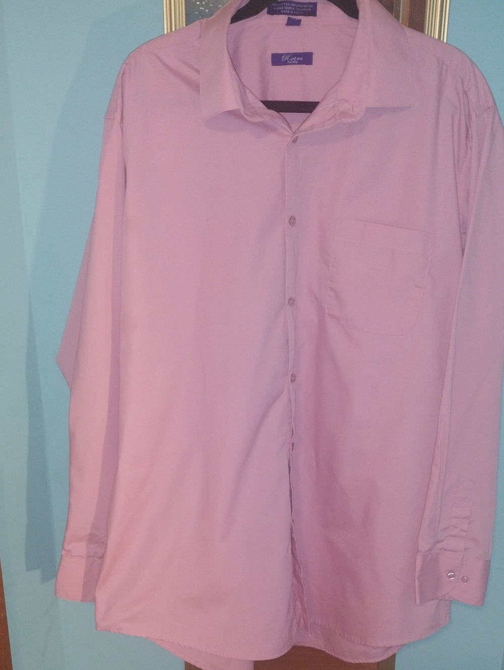 Retro Paris Classic Men's Long-Sleeve Dress Shirt - Pink